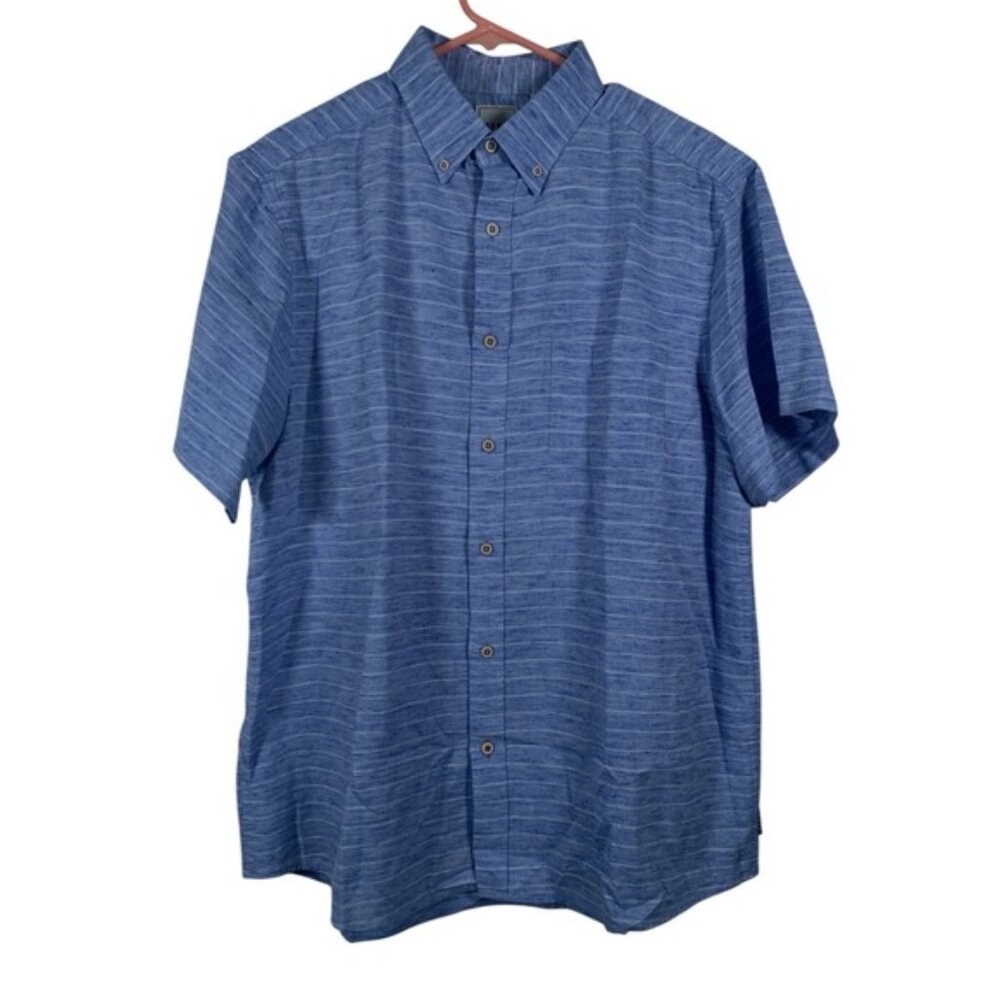 ROWN Blue White Stripe Button Down Shirt Size Large EUC #6641